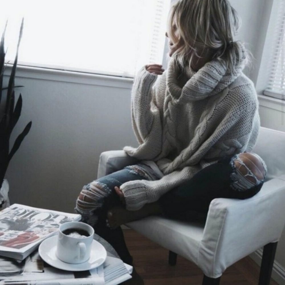 Ivory Turtle Neck Sweater - Picture 3 of 5